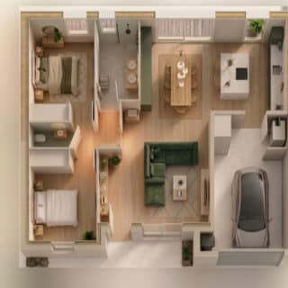 Maison neuve Modèle Premium 11 - 2 chambres - 67 m² - plan 3d