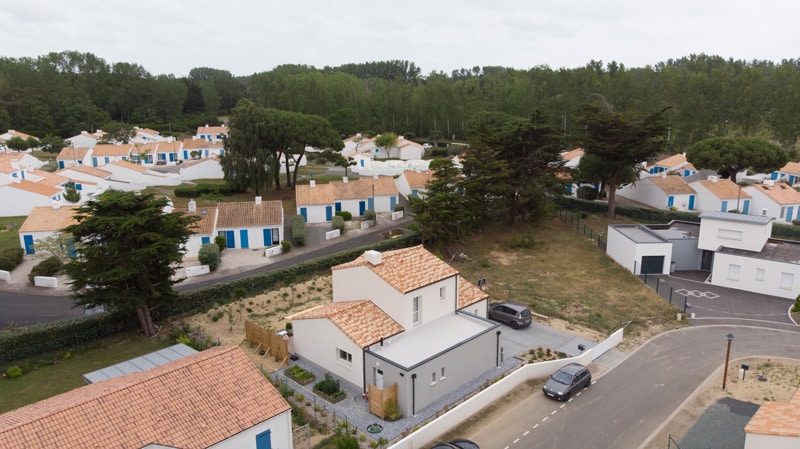 Plan drone de la maison bioclimatique en Vendée