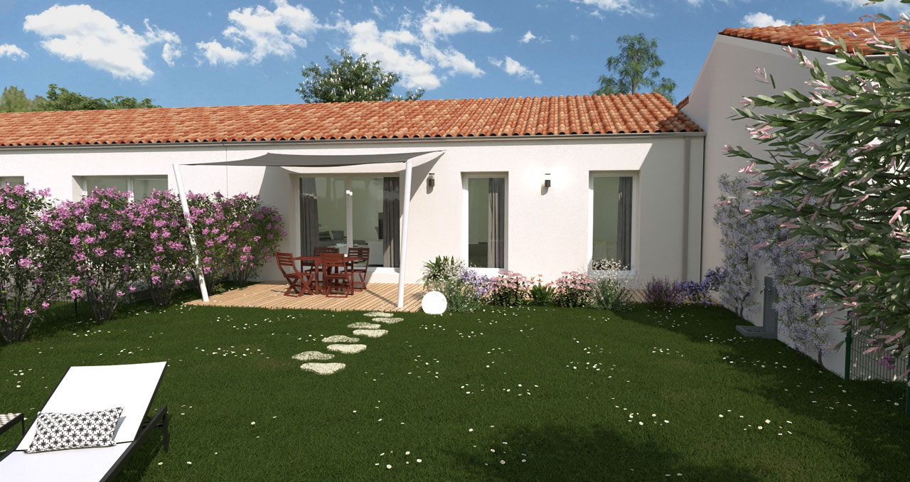 maison neuve à vendre à Oléron vue du côté du jardin - Charente-Maritime