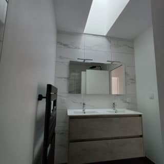 Salle de bain avec puit de lumière