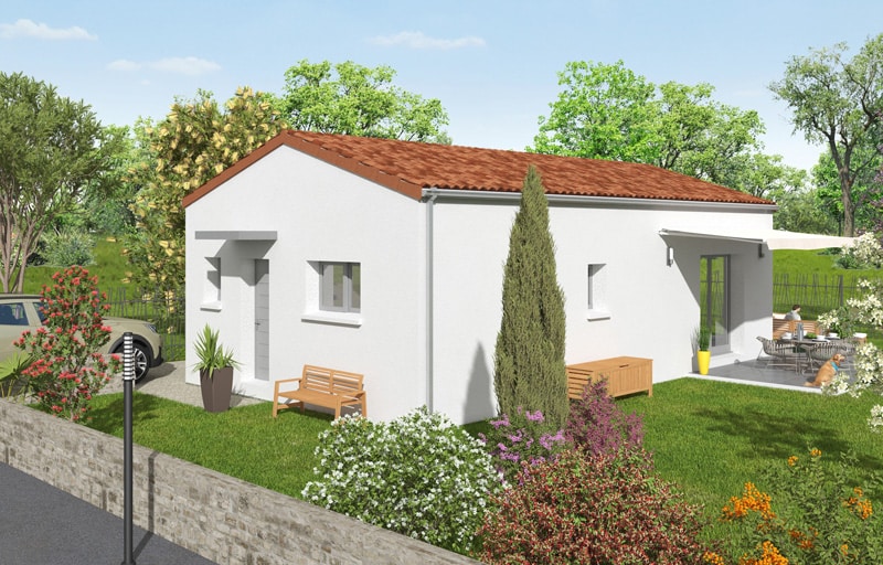 Plan intérieur de la maison évolutive LUMINA avec chambre, buanderie et WC séparés