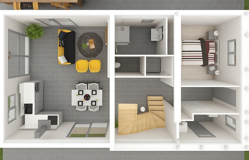 Maison évolutive ARIA à étage de 89 m² avec architecture moderne et orientation sud à l’arrière