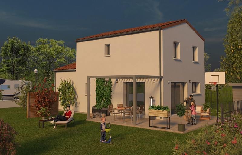 Maison évolutive STELLA à étage de 101 m² avec espaces lumineux et orientation sud à l’arrière