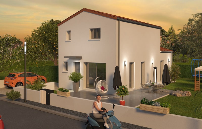 Maison évolutive SOLEA avec chambre PMR au rez-de-chaussée et trois chambres à l’étage